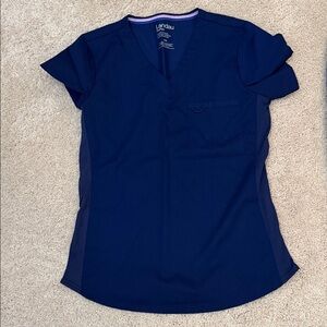 Landau Women's V-Neck Scrub Set (Top with Pants) in Navy Blue